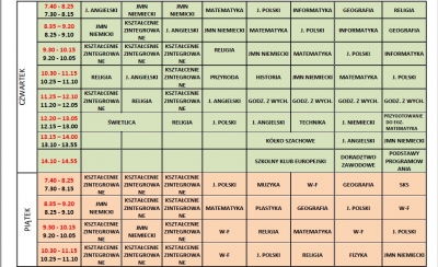 Plan lekcji 2019/2020 Nowy