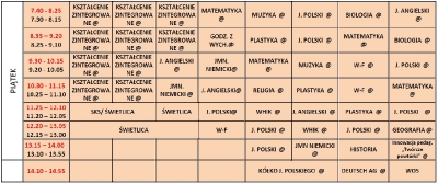 Plan lekcji nauka zdalna