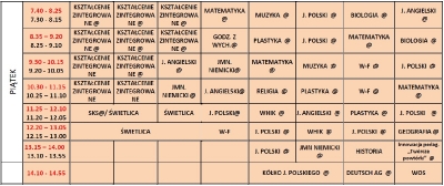 Plan lekcji nauka zdalna nowy