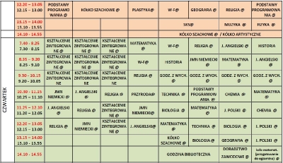 Plan lekcji nauka zdalna