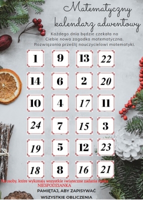 matematyczny kalendarz adwentowy