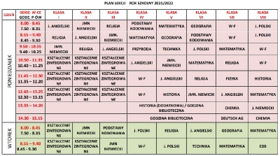 plan lekcji od 13.09.2021r.