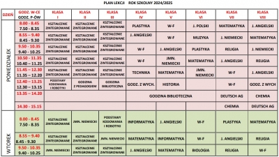 Plan lekcji 2024 2025 po zmianie