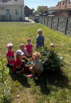 SADZENIE KWIATÓW W PRZEDSZKOLU W WIĘKSZYCACH